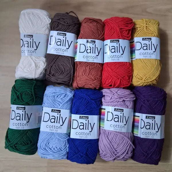 [BUNJANG] Linea Daily Cotton 10 Skeins Knitting Yarn (Unopened) / 리네아 데일리코튼 10볼 뜨개실 미개봉 무료배송 일괄급처 코바늘