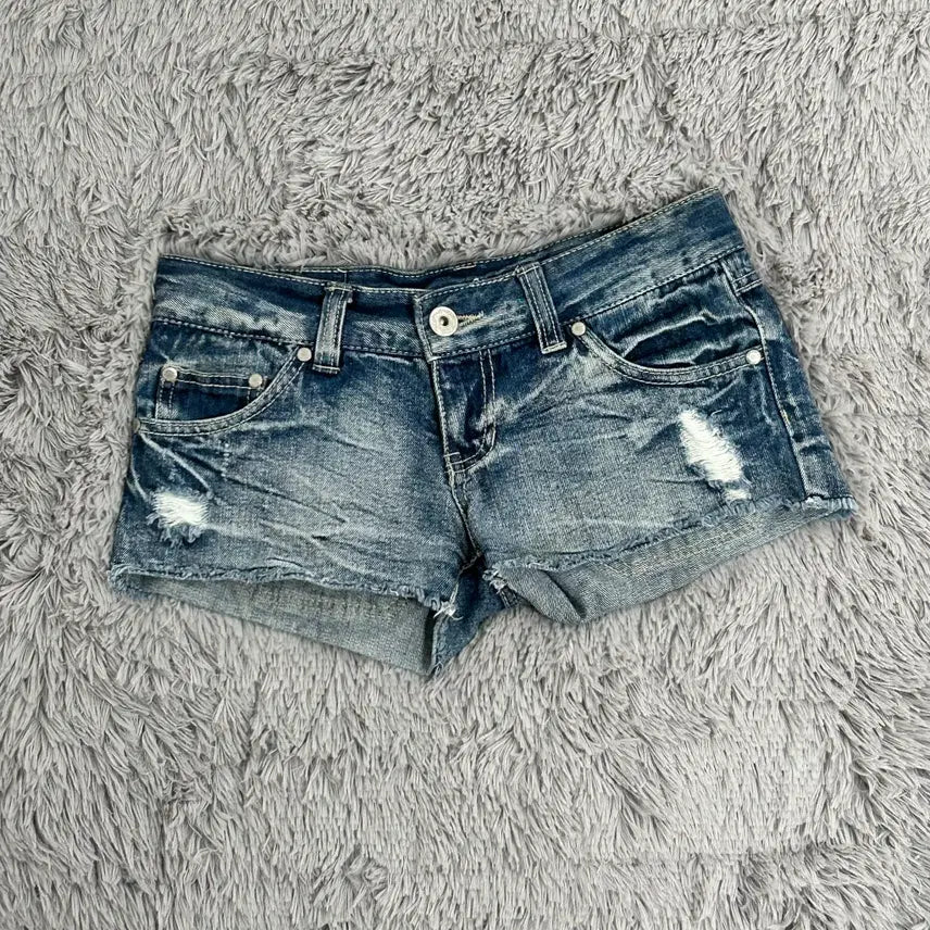 [BUNJANG] Y2K Crochet Damage Denim Shorts / y2k 크로셰 데미지 데님 숏팬츠