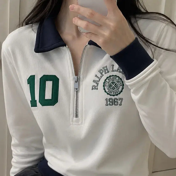 [BUNJANG] Polo Ralph Lauren Logo Fleece Collar Sweatshirt / 폴로 랄프로렌 로고 플리스 칼라 스웨트셔츠