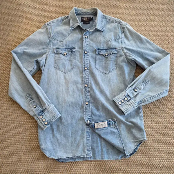 [BUNJANG] RRL Western Washed Denim Shirt / RRL 더블알엘 웨스턴 웨시드 데님셔츠