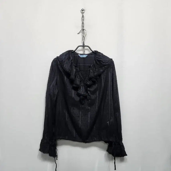 [BUNJANG] TIME Black Frill Blouse / 타임 TIME 블랙 프릴 블라우스 21년도제품