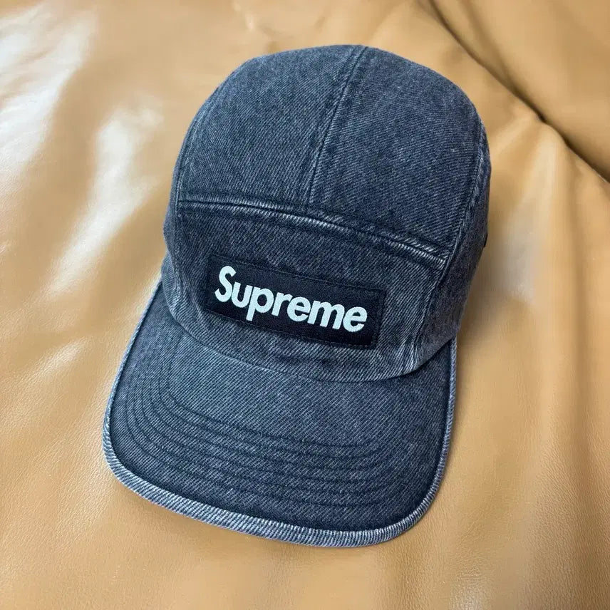 [BUNJANG] Supreme 23SS Denim Box Logo Camp Cap Black / 슈프림 캠프캡 모자 박스로고 데님 블랙 23SS