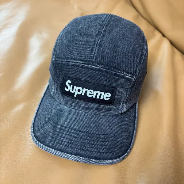 [BUNJANG] Supreme 23SS Denim Box Logo Camp Cap Black / 슈프림 캠프캡 모자 박스로고 데님 블랙 23SS