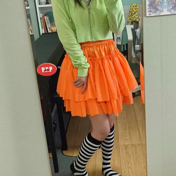 [BUNJANG] Bodyline Tulle Tutu Skirt Orange M / bodyline 튜튜스커트