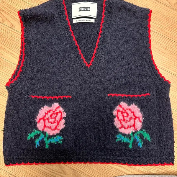[BUNJANG] EENK Floral Jacquard Knit Vest / EENK 잉크 플로럴 자카드 니트 베스트