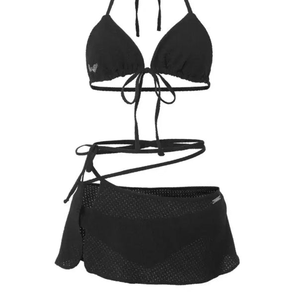 [BUNJANG] 3 TIMES Angel Tattoo Strap Bikini Black / [실사O] 쓰리타임즈 엔젤 타투 스트랩 비키니 (블랙)