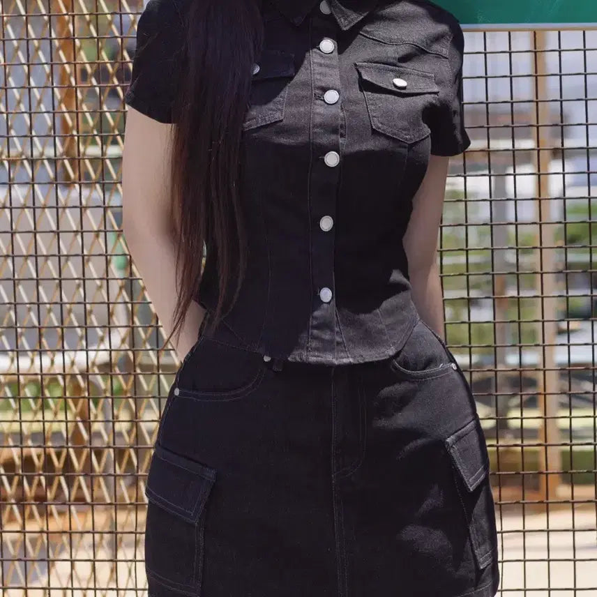 [BUNJANG] KINDAMI Raw Denim Volume-Up Cargo Skirt Pants M / 카인다미 골반볼륨업 데님 카고 치마바지_골반뽕치마 생지 M