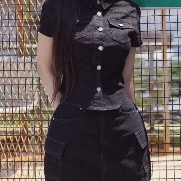 [BUNJANG] KINDAMI Raw Denim Volume-Up Cargo Skirt Pants M / 카인다미 골반볼륨업 데님 카고 치마바지_골반뽕치마 생지 M