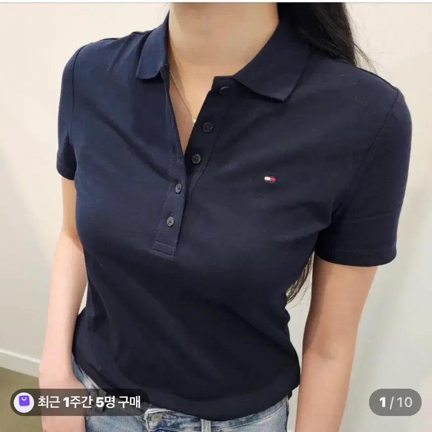 [BUNJANG] Tommy Hilfiger Women's Navy PK T-shirt XS / 타미힐피거 네이비 xs(여성)pk반팔