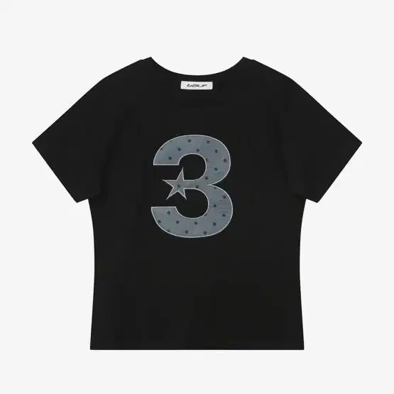 [BUNJANG] Baeuf 3 Logo Dot Slim Fit T-Shirt [Black] / 바우프 3 logo 도트 슬림핏 티셔츠 [블랙]