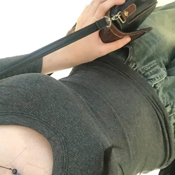 [BUNJANG] Ablley Soft Ribbed Knit T-Shirt / (실제 착용샷) 에이블리 쫀쫀 티
