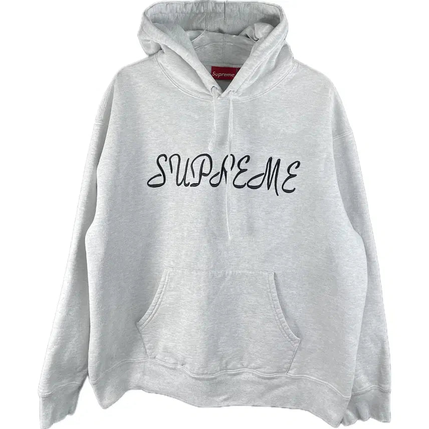 [BUNJANG] Supreme 23SS Script Hood Sweatshirt (Grey, L) / [L] 슈프림 23ss 스크립트 후드 스웨트셔츠