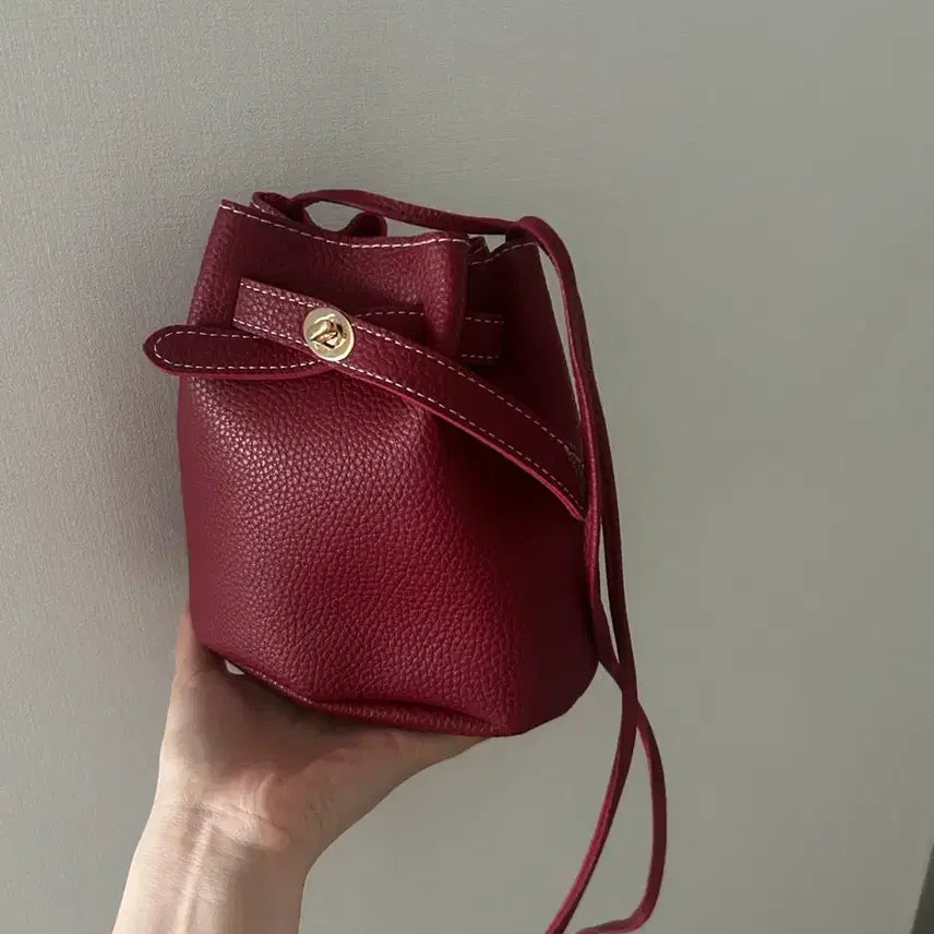 [BUNJANG] Burgundy Mini Bucket Bag / 버건디 미니버킷백 새상품