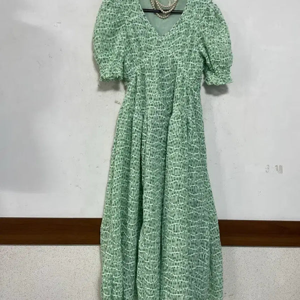 [BUNJANG] N6828 Puff Long Dress - Chiffon Organza Feel / 특가새)N6828 퍼프 롱 원피스.셔링.맥시.쉬폰 오간자느낌