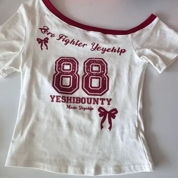 [BUNJANG] Y2K Retro One-Shoulder Sleeve T-Shirt / y2k 빈티지 레트로 원숄더 슬리브 티셔츠