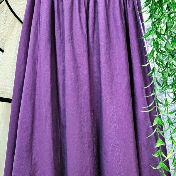 [BUNJANG] Linen Blend Purple High-Waisted Maxi Skirt / [새상품]린넨/마 퍼플 밴딩 롱스커트