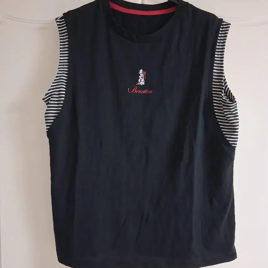 [BUNJANG] United Colors of Benetton Layered Striped Sleeveless Top / 베네통 민소매티 스트라이프 레이어드