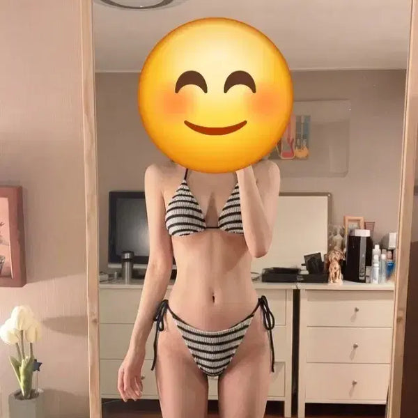 [BUNJANG] Striped Bikini Swimsuit / 줄무늬 비키니 수영복