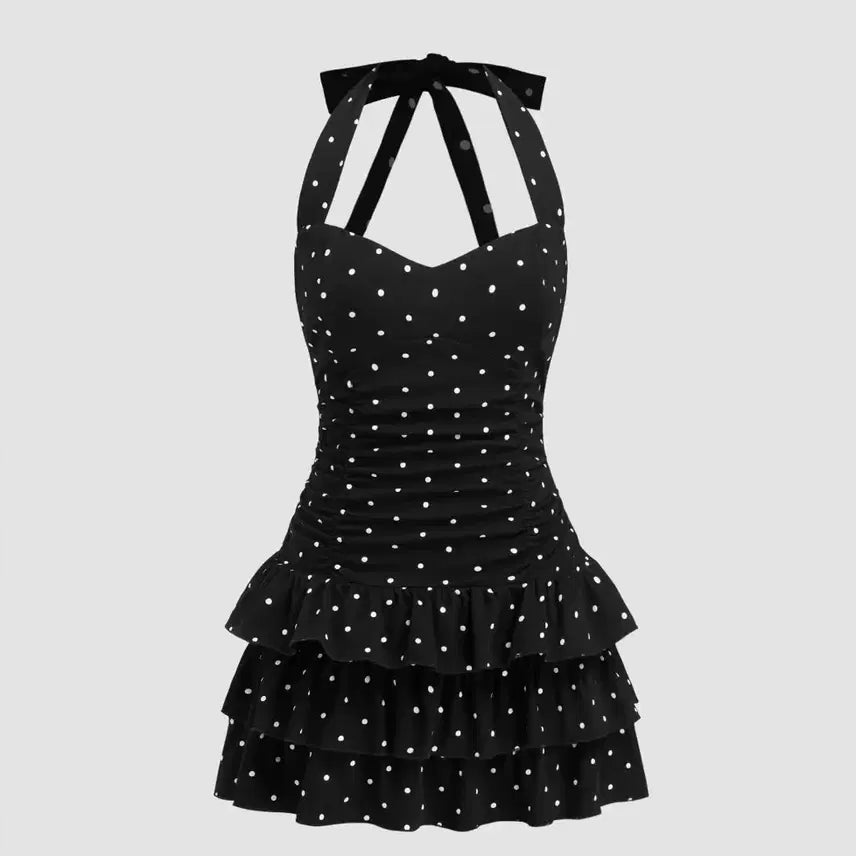 [BUNJANG] Shop Sida Halterneck Polka Dot Mini Dress / 샵사이다 홀터넥 폴카 도트 미니 드레스 원피스 여행 페스티벌룩 지그재그