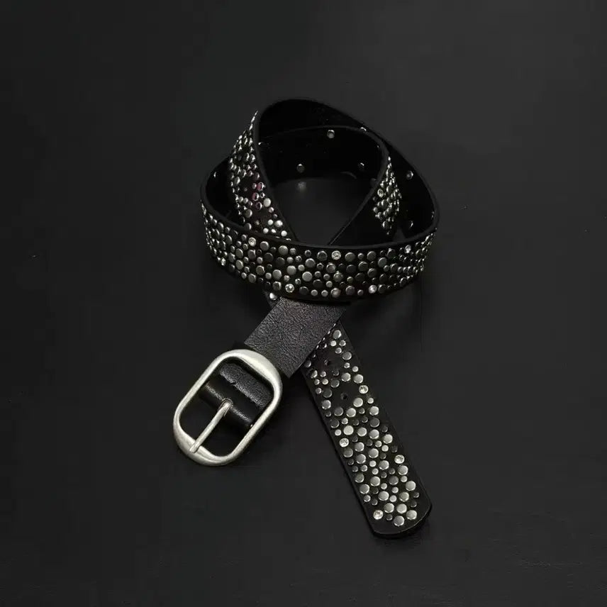 [BUNJANG] Studded Genuine Leather Belt / 스터드 장식 통가죽 벨트