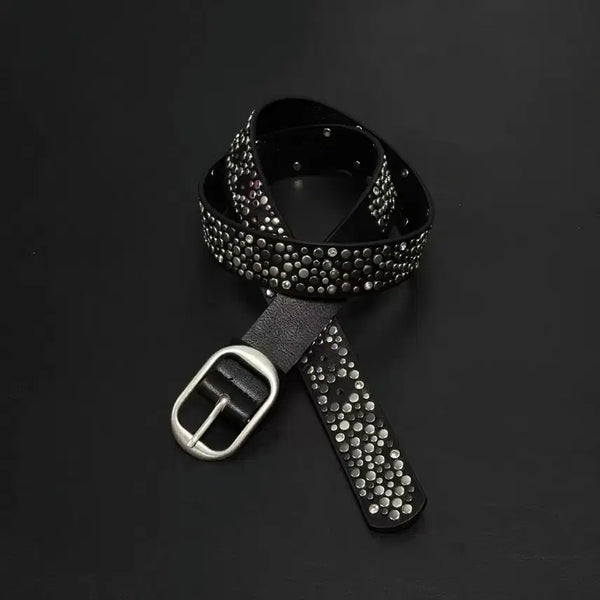 [BUNJANG] Studded Genuine Leather Belt / 스터드 장식 통가죽 벨트