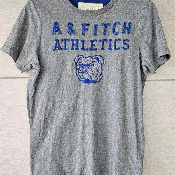 [BUNJANG] Abercrombie & Fitch Bulldog Short Sleeve T-Shirt Grey L / 아베크롬비 앤 피치 반팔 티셔츠 그레이 불독 L