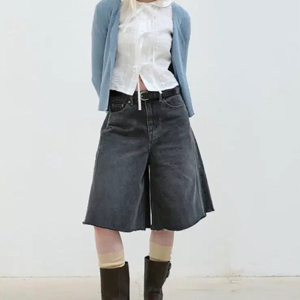 [BUNJANG] Aopt Panel Denim Bermuda Pants Grey (M) / 아옵트 aopt 버뮤다 팬츠 그레이 흑청 PANEL DENIM BERMUDA PANTS (M)