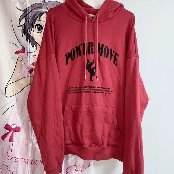 [BUNJANG] Power Move Hooded T-shirt Coral Red / 파워무브 후드티 코랄 레드