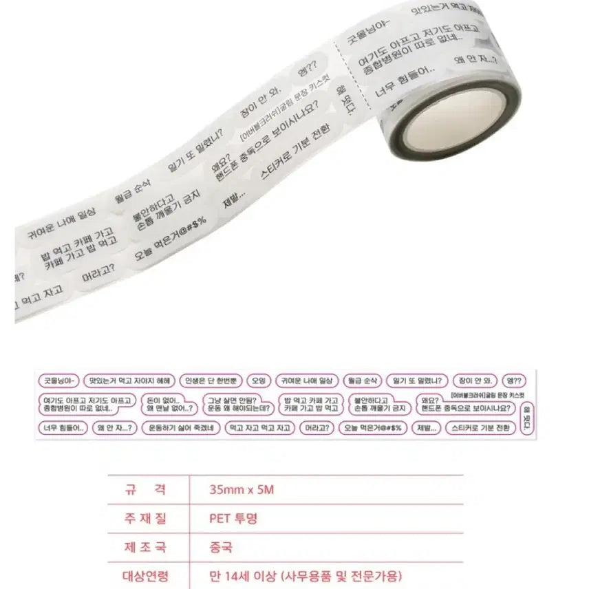 [BUNJANG] AOVVER CRUSH Rolling Sentences Washi Tape / 어버블크러쉬 굴림문장 키스컷
