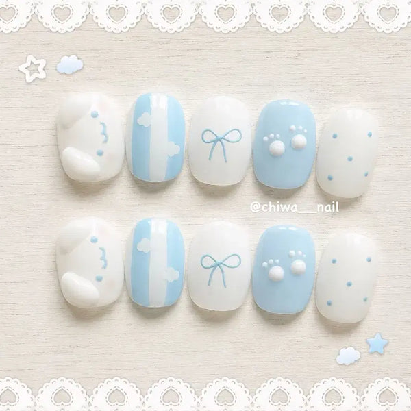 [BUNJANG] Custom Cloud Cinnamoroll Handmade Nail Tips / 여름세일!!) 주문제작 구름 시나모롤 수제네일팁