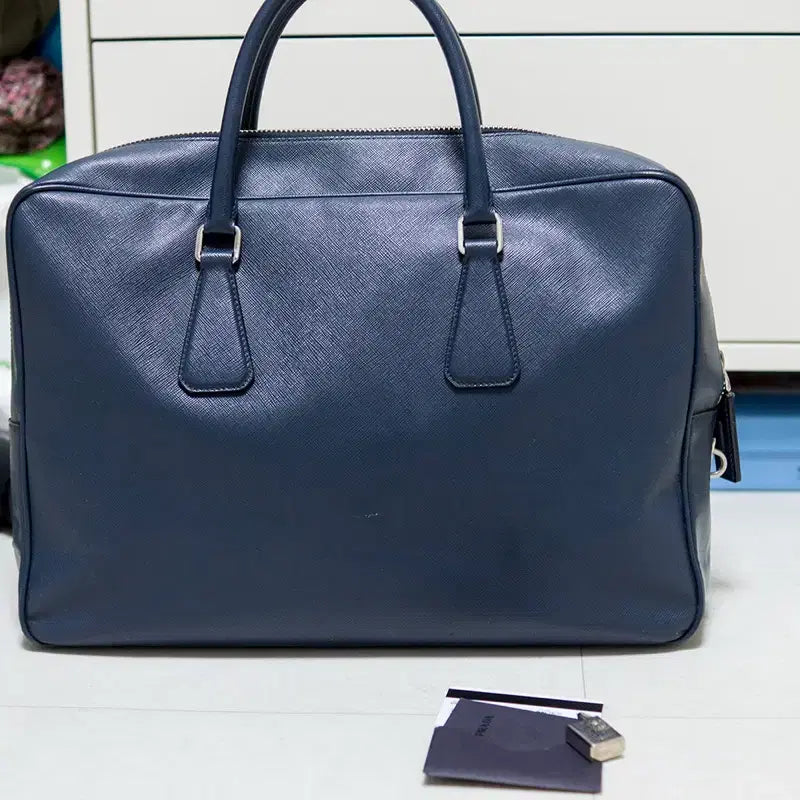 [BUNJANG] Prada Saffiano Leather Briefcase VS0088 Blue / 프라다 사피아노 가죽 서류가방 VS0088 블루 판매