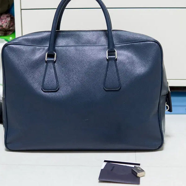 [BUNJANG] Prada Saffiano Leather Briefcase VS0088 Blue / 프라다 사피아노 가죽 서류가방 VS0088 블루 판매