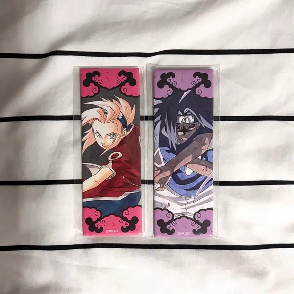 [BUNJANG] Naruto Jump Shop Original Art Long Square Can Badge Set (Sakura & Sasuke) / 나루토 점프샵 원화 롱 사각 캔뱃지 사쿠라 사스케 일괄