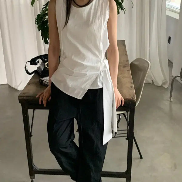 [BUNJANG] Papergrey Tie Blouse / 페이퍼그레이 타이 블라우스 나시