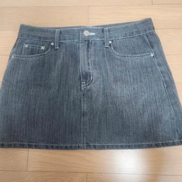 [BUNJANG] Grey Denim Skirt and Shorts Set / 그레이 데님 스커트, 반바지