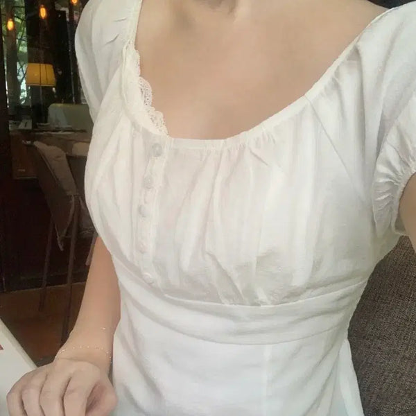[BUNJANG] JENNIO Dove Button Blouse White S / 제니오 도브 버튼 블라우스 S 화이트 색상