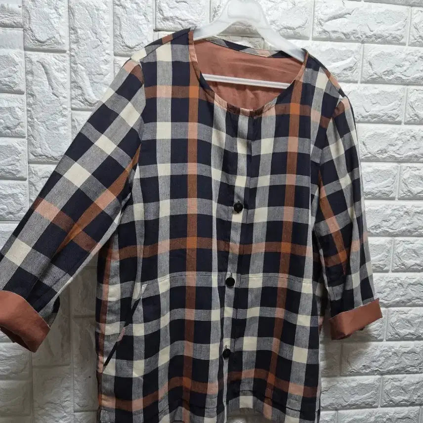[BUNJANG] Daks Cotton Check Round Jacket Size 77 / 닥스 면 체크무늬  라운드자켓77