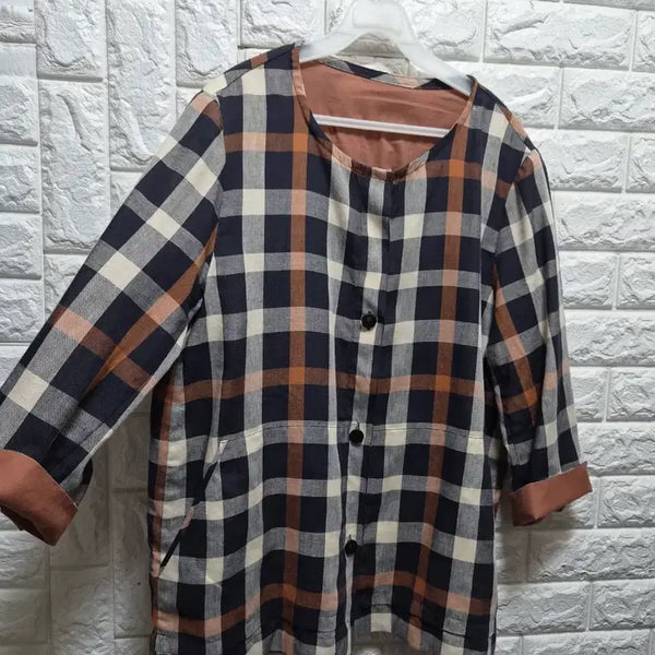 [BUNJANG] Daks Cotton Check Round Jacket Size 77 / 닥스 면 체크무늬  라운드자켓77
