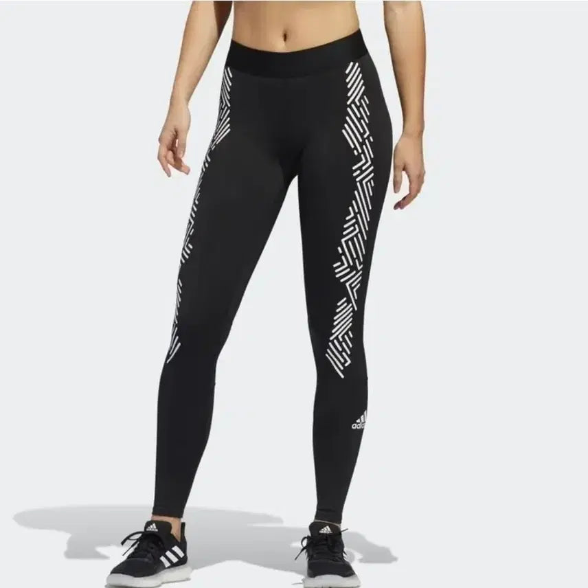 [BUNJANG] Adidas Alphaskin Women's Leggings Pattern Black White / 아디다스 알파스킨 여성 레깅스 블랙 화이트 패턴
