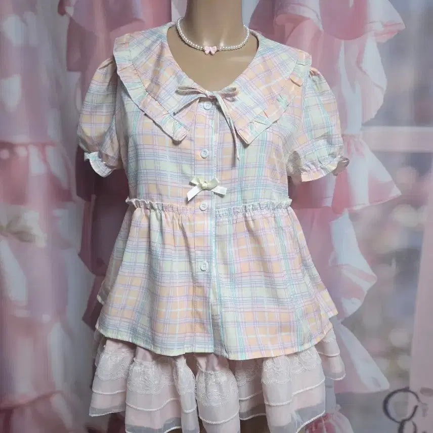 [BUNJANG] Re:Born Pastel Puff Sleeve Blouse / 택없는 새상품 리즈리사깔 퍼프소매 파스텔 블라우스