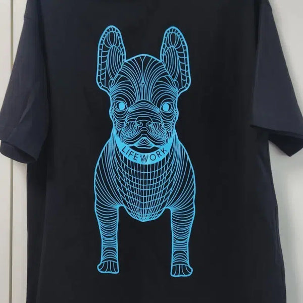 [BUNJANG] Life Work Bulldog Print Short Sleeve T-Shirt - Black (Unisex S) / 라이프워크 불독 프린트 반팔티 S 블랙(냄녀공용)