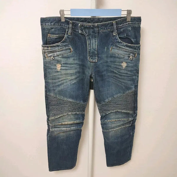 [BUNJANG] Balmain Men's 9-part Biker Jeans / [35] 추동용 발망 남성 9부 바이커진 청바지 새옷 수준 데님팬츠