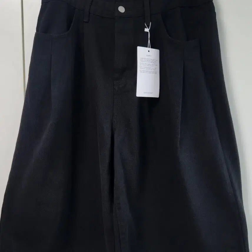 [BUNJANG] Black No-Cut 2-Tiered Wide Pants XL (Unisex) / 블랙 NO-CUT 2단기장 와이드 팬츠 XL(남녀공용) 새상품