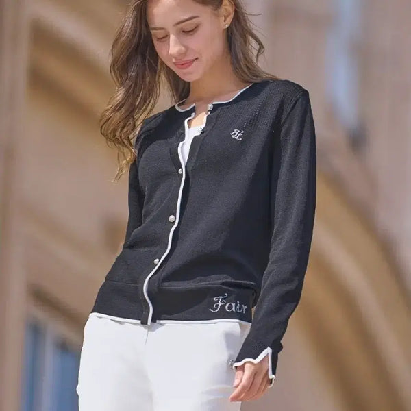 [BUNJANG] Fair Liar Pearl Black Cardigan (M) / [정품/새상품] 페어라이어 골프 진주 블랙 가디건 M