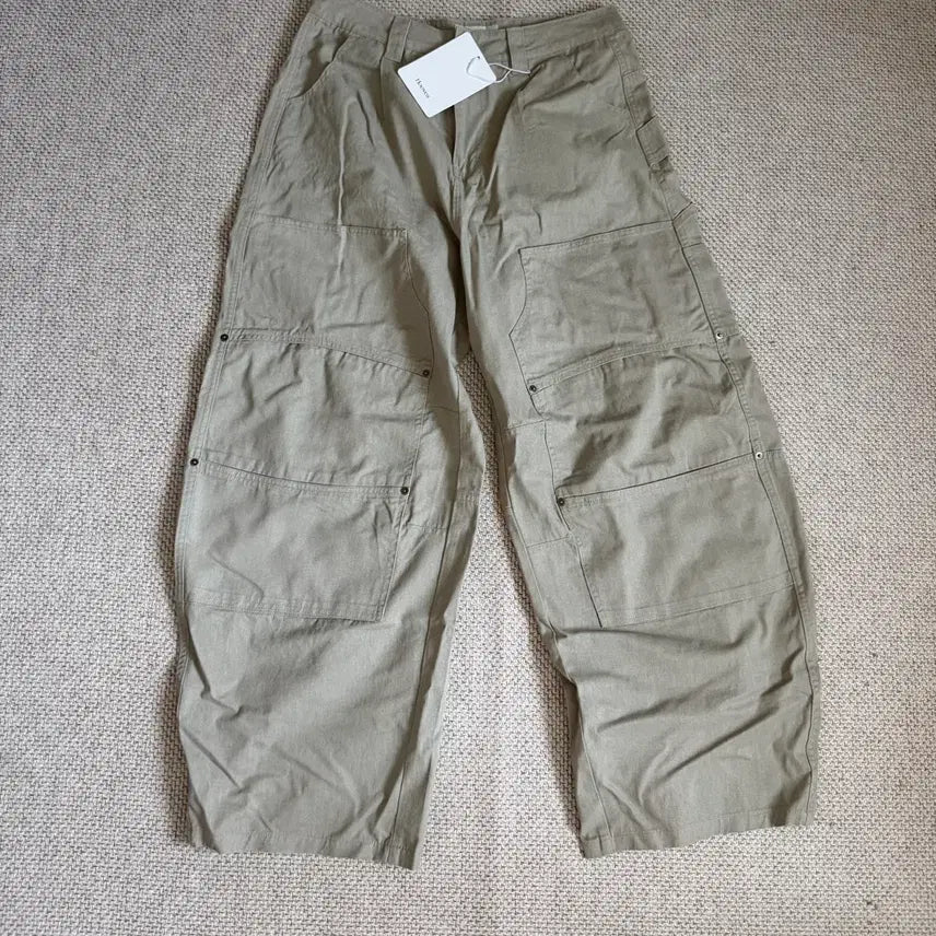 [BUNJANG] Hubs Double Knee Carpenter Curved Pants Beige / 후브스 더블니 카펜터 커브드 팬츠[베이지]