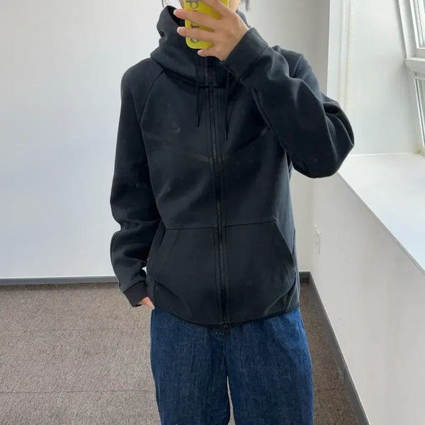 [BUNJANG] Nike Small Logo Black Hooded Zip-Up Sweatshirt / Nike 나이키 스몰로고 블랙 후드집업