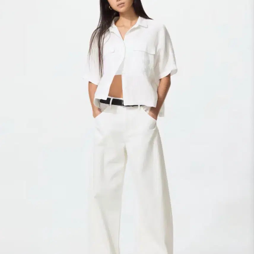 [BUNJANG] Uniqlo Women's Relaxed Fit Curved Leg Jeans White 27 / 유니클로 배기커브진 화이트 27