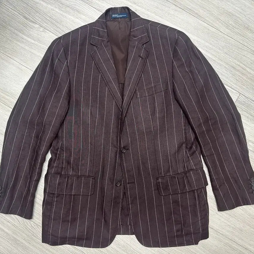 [BUNJANG] Polo Italy Stripe Linen Blazer L / 폴로 이태리 스트라이프 린넨 블레이저 L