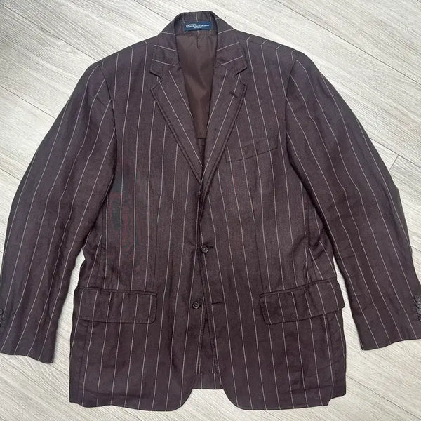 [BUNJANG] Polo Italy Stripe Linen Blazer L / 폴로 이태리 스트라이프 린넨 블레이저 L