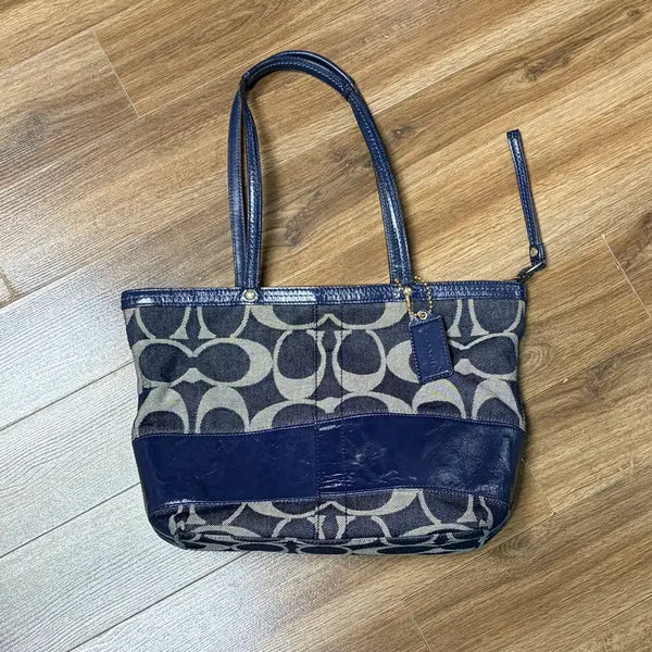 [BUNJANG] Coach Signature Blue Denim Shoulder Bag / 코치 시그니처 청 데님 가방 숄더백